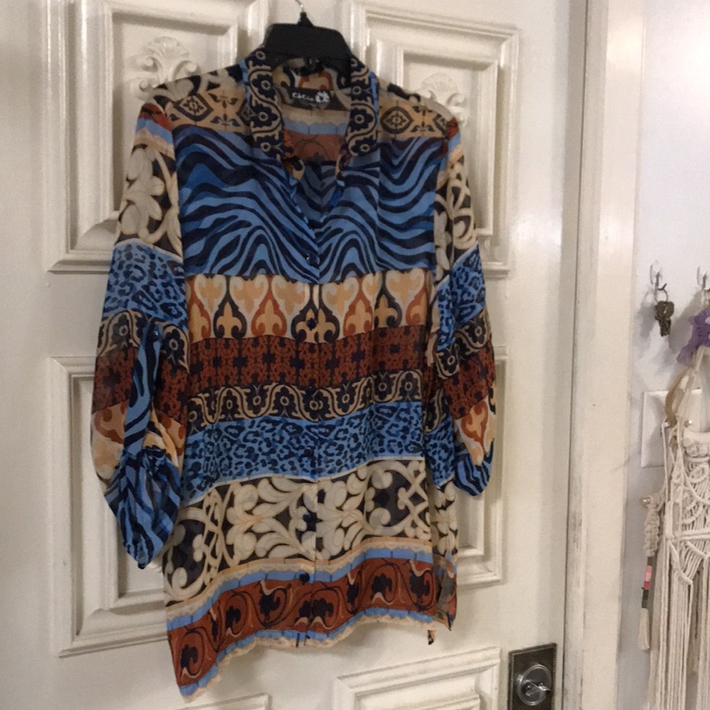 Csc Studio - Shear Button-Down Blouse - image 4